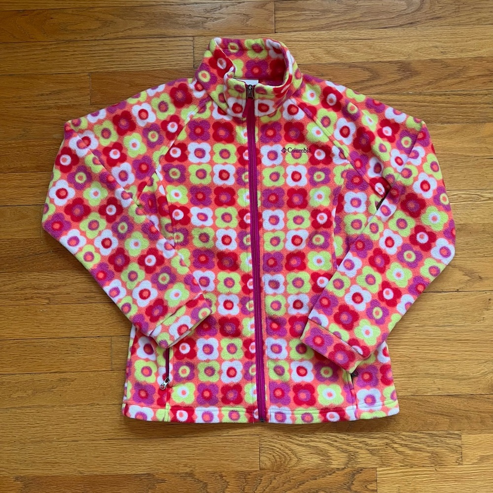 Columbia Girls Colorful Abstract Floral Zip Up Jacket